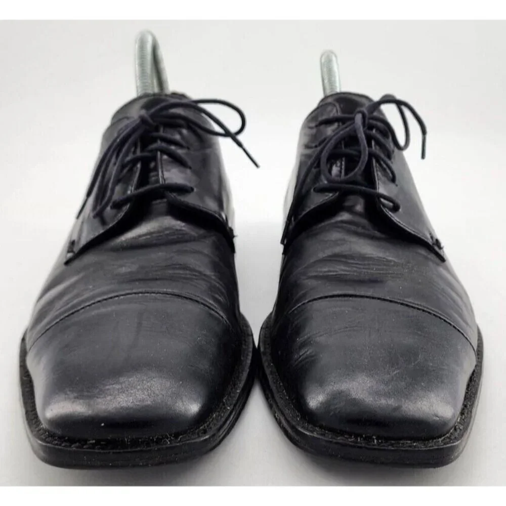 Johnston‎ & Murphy Melton Black Leather Cap Toe Derby Dress Shoes Men's Size 11M